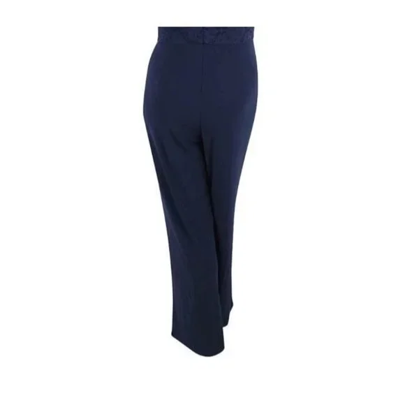 Lauren Ralph Lauren Women's Floral Mock-Neck Jumpsuit Blue Size 16 OO713AFA